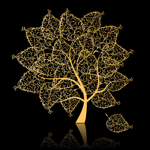 free vector Golden trees vector